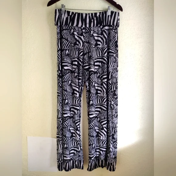 TRINA TURK Zebra Print Wide Leg Swim/Cover Up/Resort Pants - Picture 1 of 5